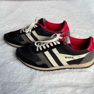 Gola Black and White Athletic Shoes with Red Accents